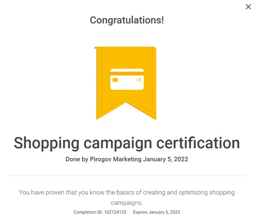 Google Ads · Shopping, Shopping Campaigns, 2022